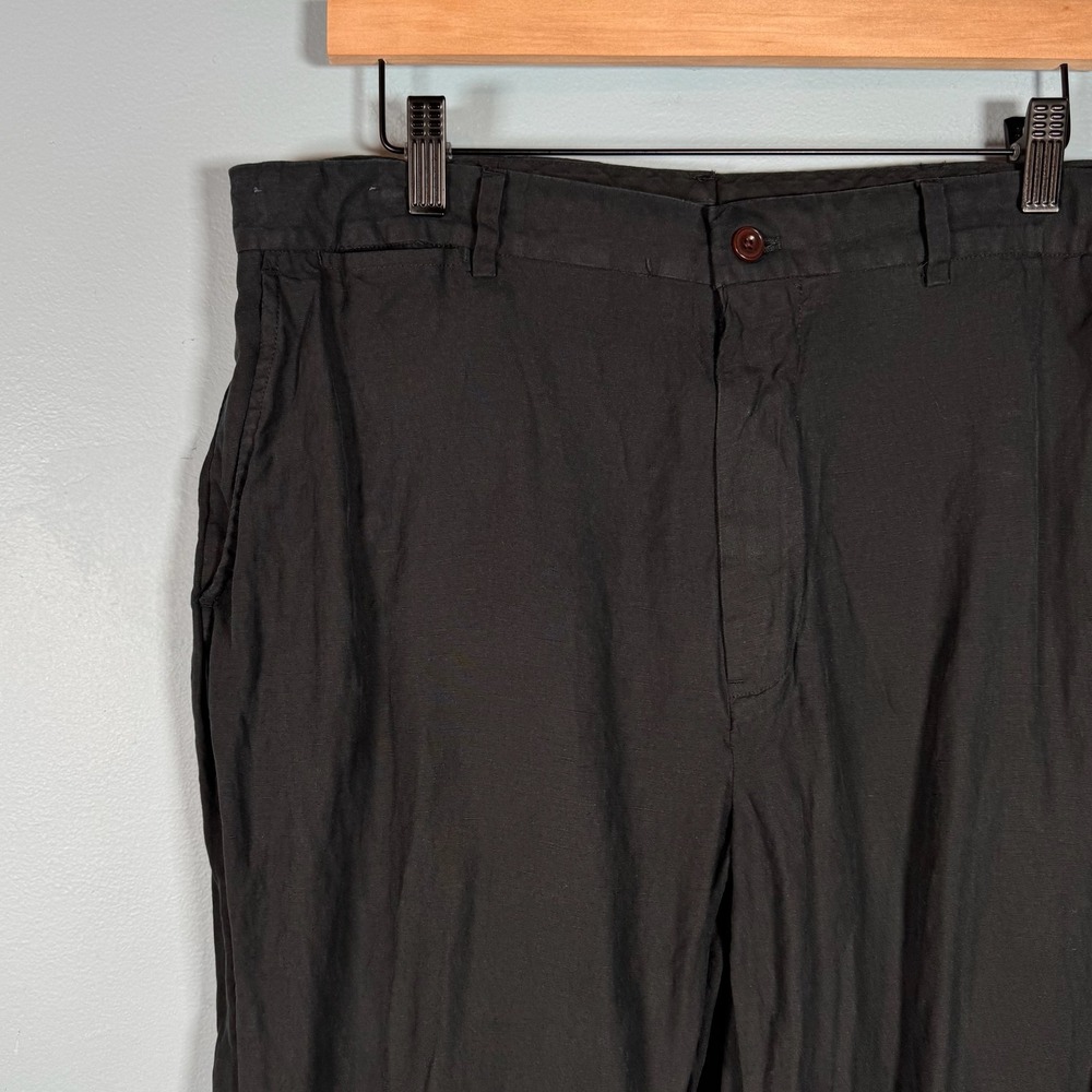 Polo Ralph Lauren Mens 36x31 Black Linen Silk Blend Lightweight Trousers Pants